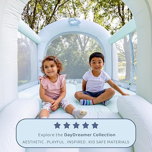 Miniatura 22 de Bounceland Daydreamer - Casa inflable de algodón de azúcar [sin soplador], gorila pastel con tobogán, 8.9 pies de largo x 7.2 pies de ancho x 6.7