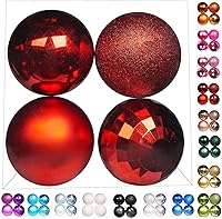 Vista 13 de Emopeak 24 bolas decorativas para árbol de Navidad, 4 estilos inastillables, decoración de árbol de Navidad, esferas colgantes para decoración