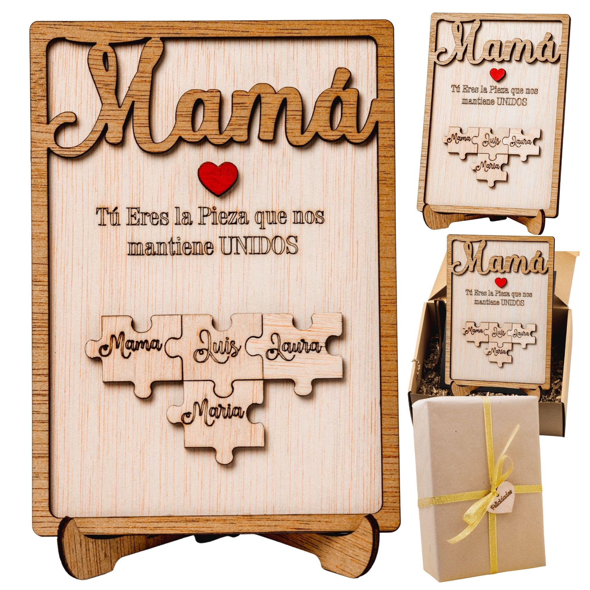 Olesea Día de la Madre – Regalo Dia de la Madre Personalizado – Regalos Personalizados Cuadro Puzzle Nombre – Mujer Original – Regalos Mujer Abuela Mama (Roble)