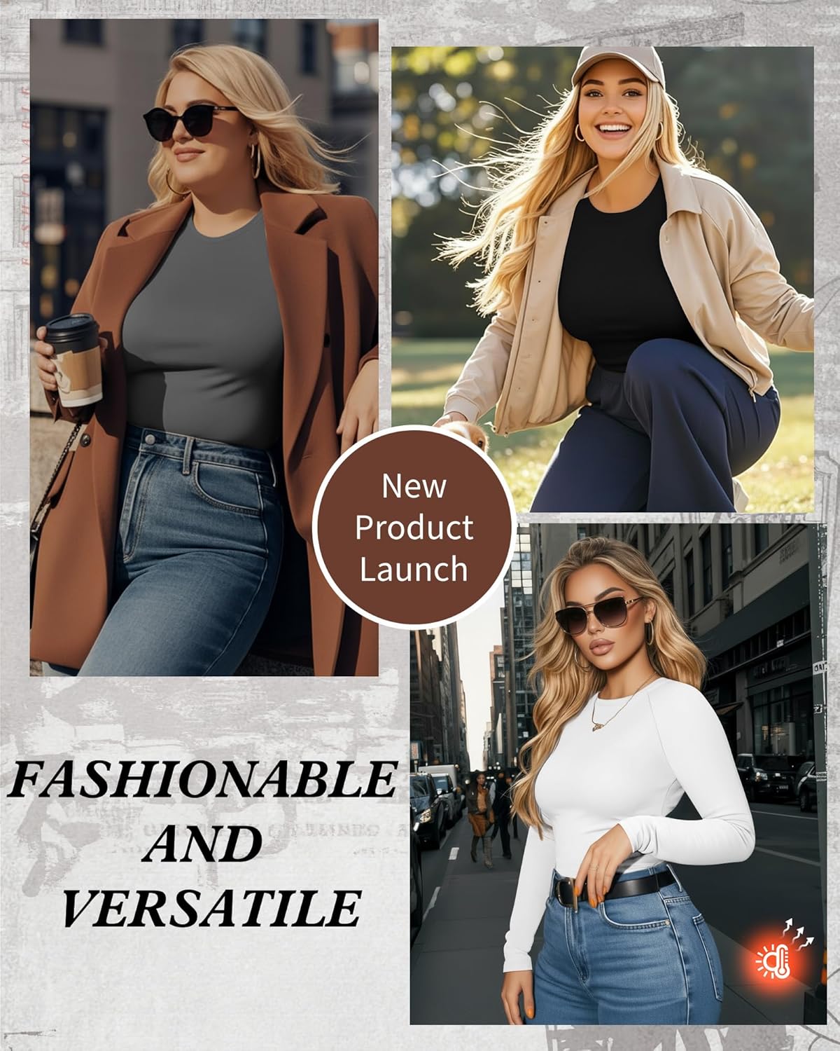 3 Pack Women's Plus Size Thermal Shirts Raglan Sleeve Crew Neck Fleece Lined Tops Long Sleeve Base Layer Underwear - Image 3