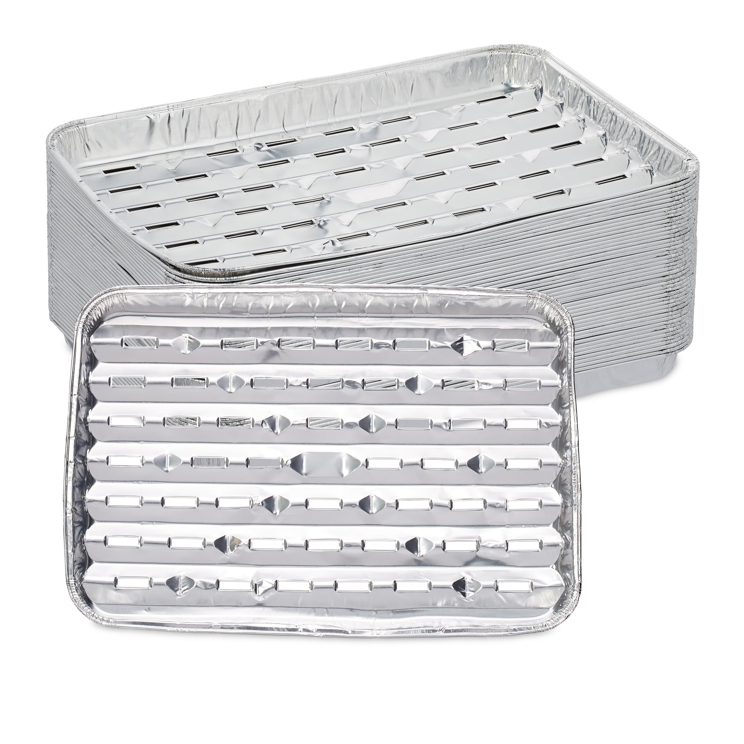 Relaxdays Set of 40 Aluminium, HWD: 3 x 34 x 22 cm, Square, with Holes, Indirect Grilling BBQ Tray 260 °C, Silver