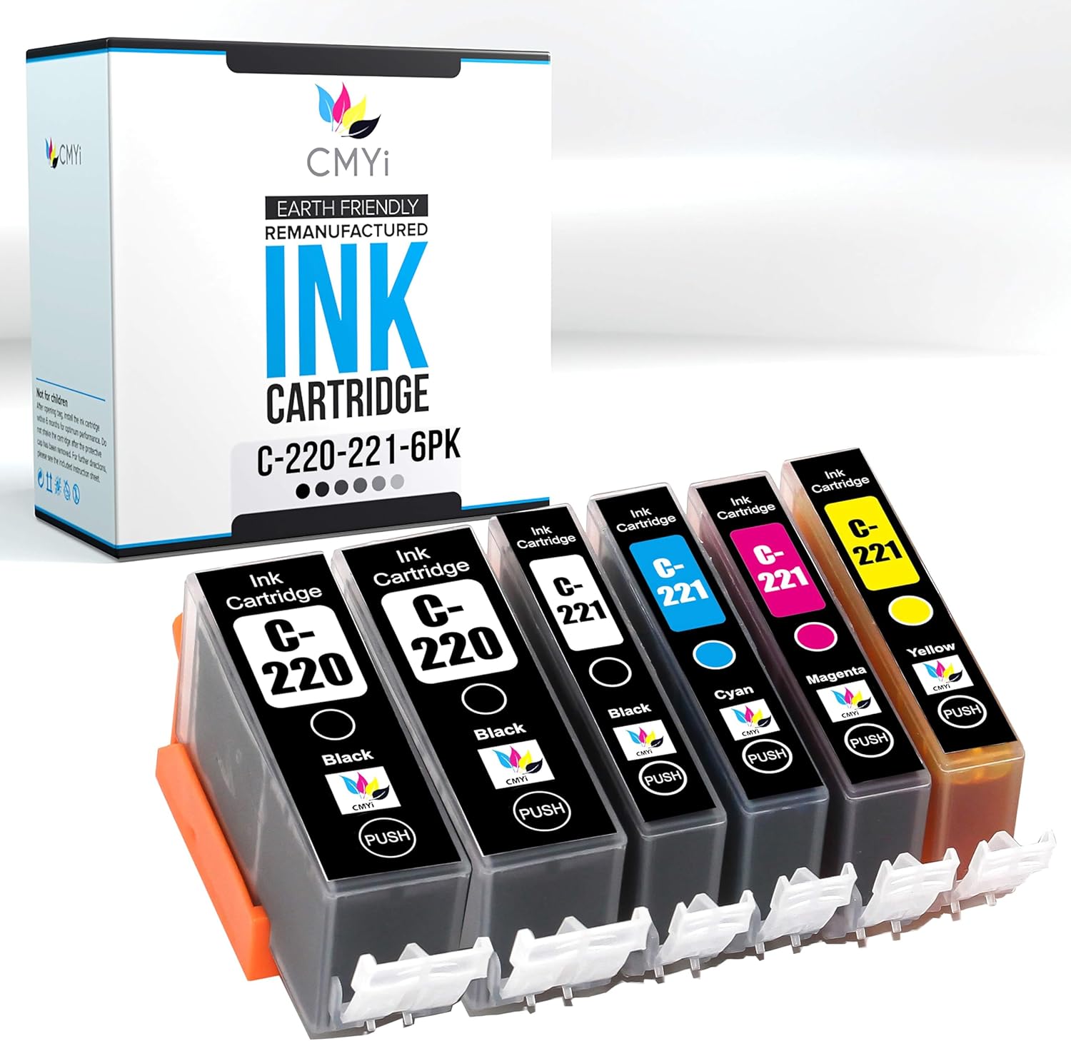 PGI-220 CLI-221 Replacement Combo Pack Ink Cartridges for Canon PIXMA MP640R, MP980, MP990, MX860, MX870, PMFP1, PMFP3, SFP1, SFP2 Printers (2 PG Black, 1 Black, 1 Cyan, 1 Magenta, 1 Yellow)
