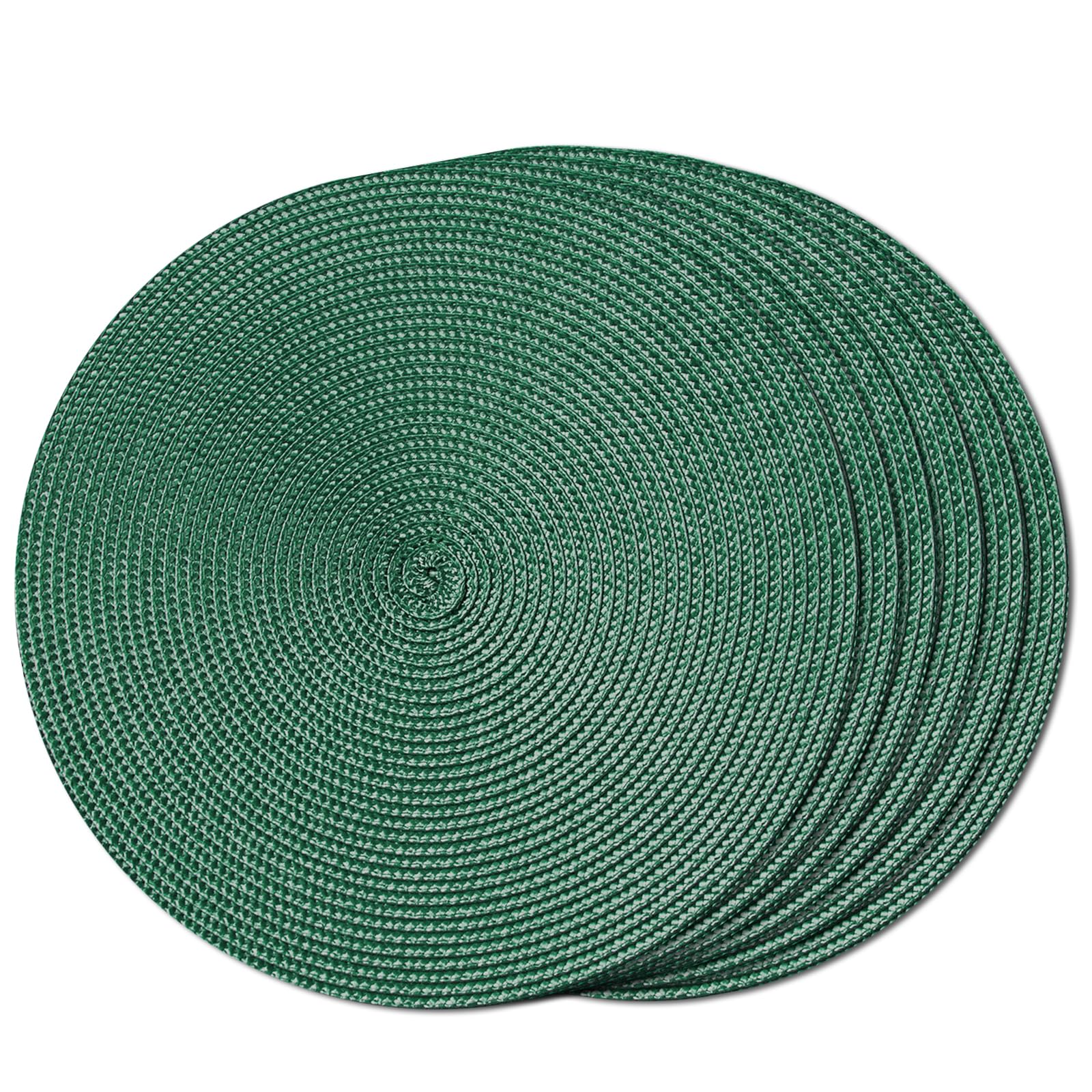 FunWheat Round Braided Placemats Set of 6 Place Mats for Dining Tables Woven Washable Non-Slip Table mats Small 13 inch(S Green, 6pcs)