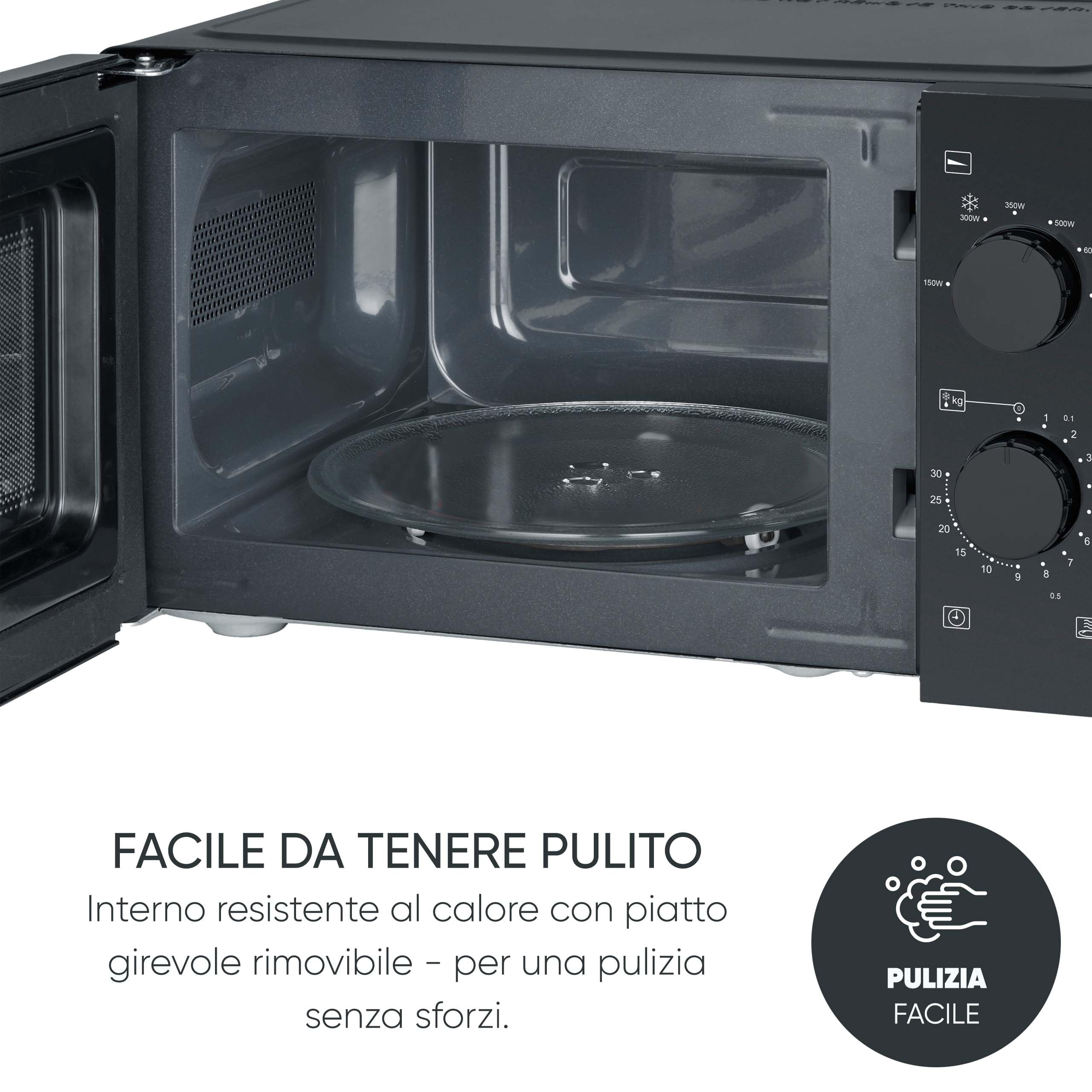 SEVERIN Forno a Microonde, 19 Litri, 700W, 6 Livelli di Potenza, 6 Programmi, Funzione Scongelamento, Timer, Libera Installazione, 44,5x36,0x24,0 cm, Nero/Inox - MW 9180