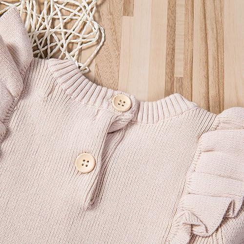 Miniatura 4 de Vestido tipo suéter de punto de manga larga con volantes para bebés y niñas pequeñas, ropa cálida de invierno