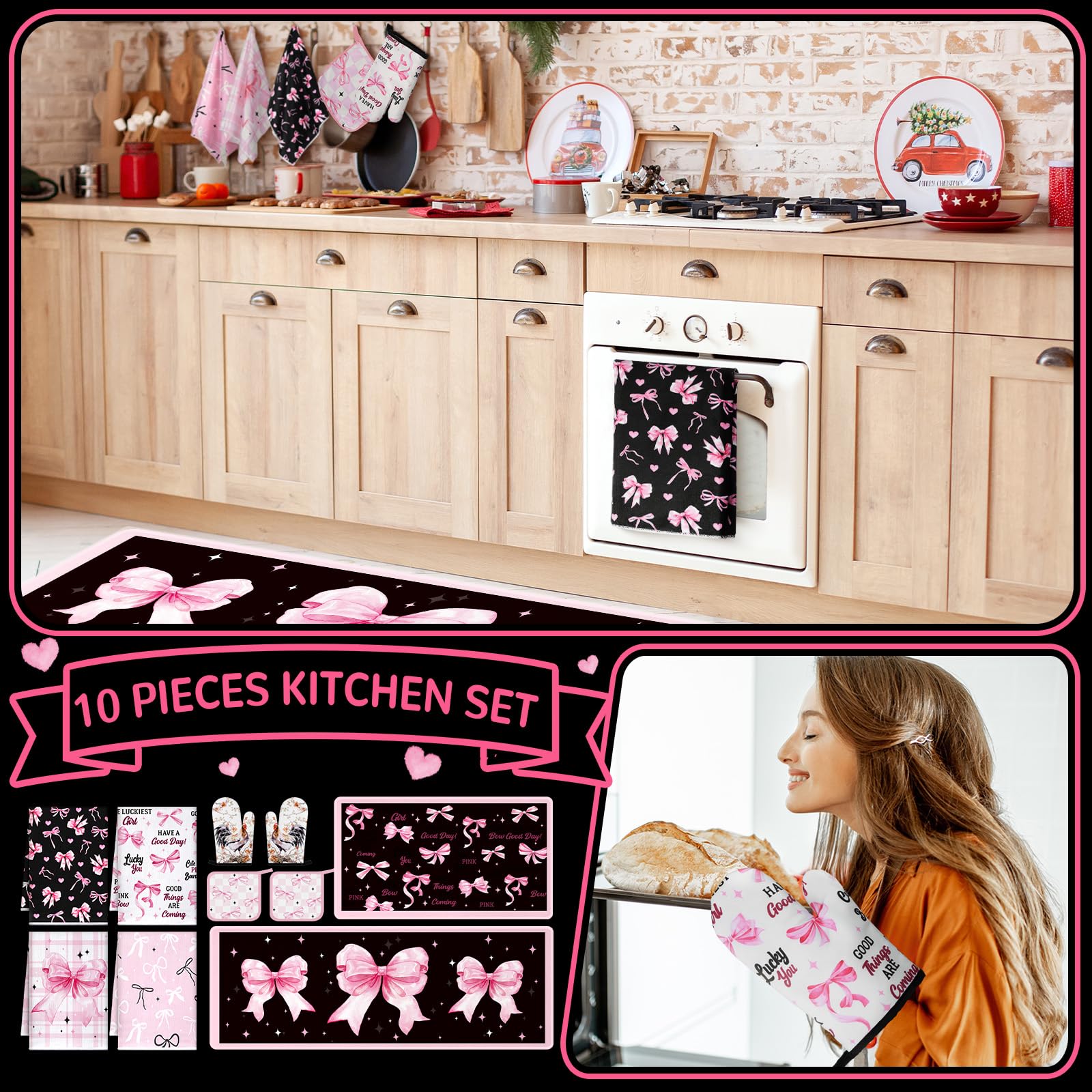 Fourluoo Kitchen Towels & Oven Mitts Set - Farmhouse Decor -2