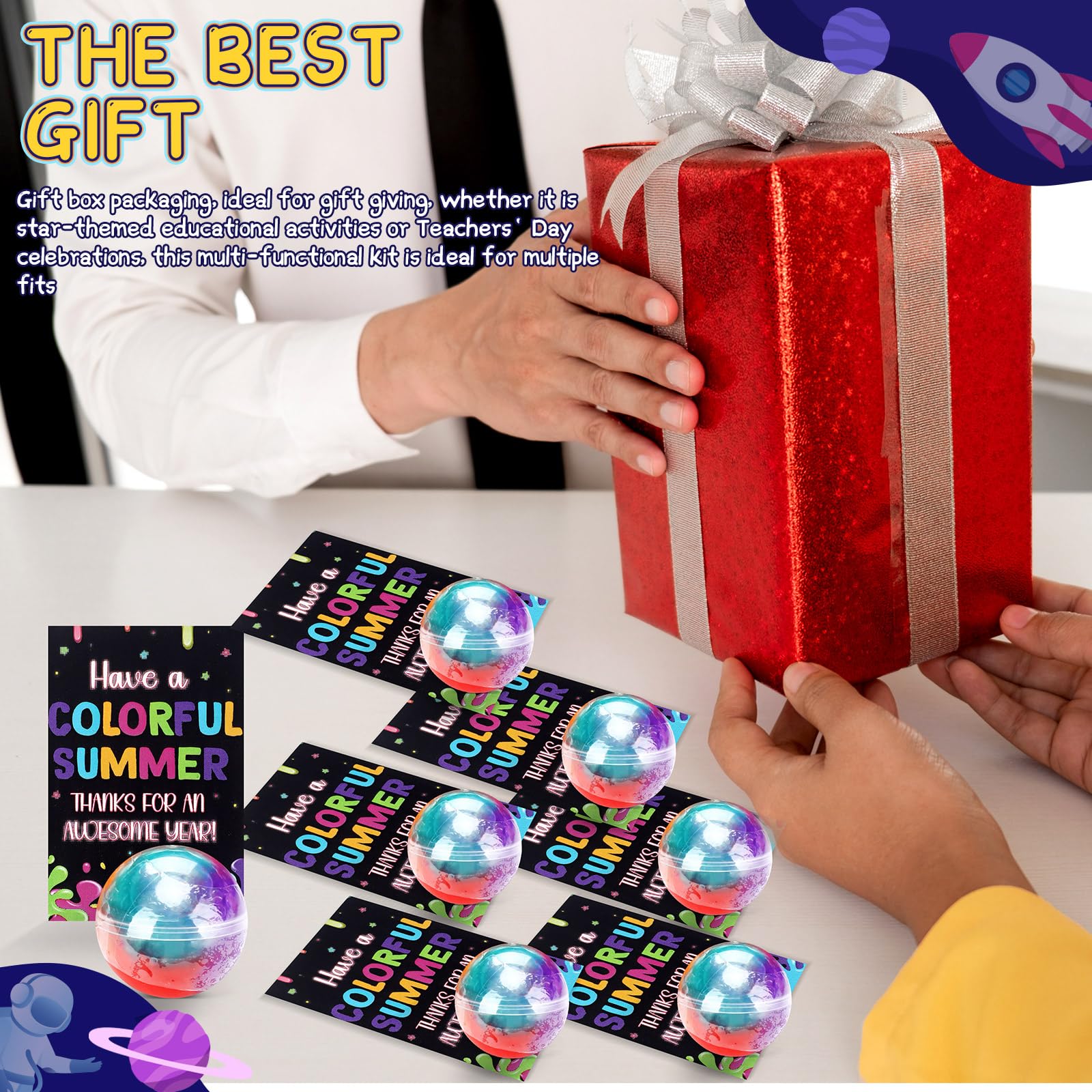 24 Set 2025 End of The School Year Gift for Student Graduation Galaxy Clay Ball with Color Card Kindergarten Preschool 2025 Graduation Gift from Teacher End of The School Year Party for Children Kid - Image 7