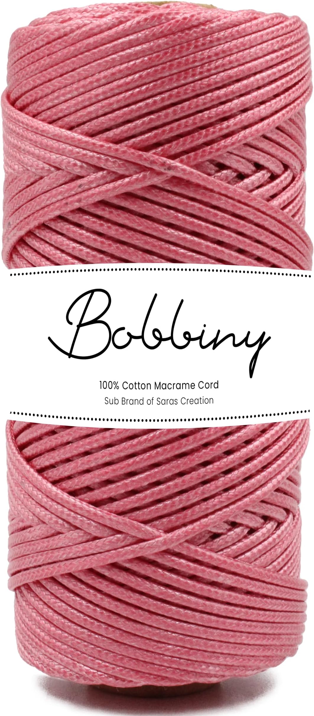 BOBBINY Jewellery Making Macrame Cotton Wax Cord, Bracelets Cord - Dusty Pink, 2mm, 100m