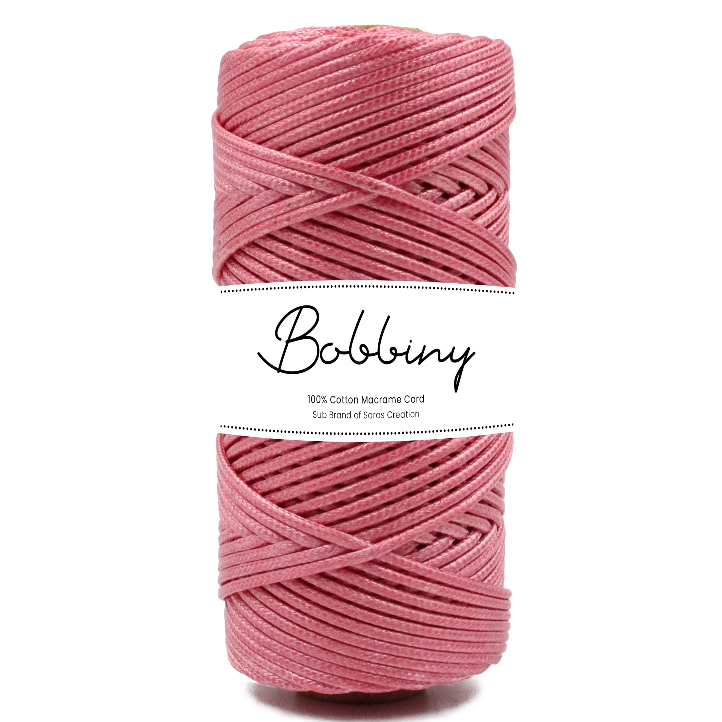 BOBBINY Jewellery Making Macrame Cotton Wax Cord, Bracelets Cord - Dusty Pink, 2mm, 100m