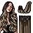 GOO GOO Clip in Hair Extensions Real Human Hair, Remy Human Hair Extensions Clip ins for Women, Natural Human Hair, 18inch 120g 7Pcs, 4/26/4 Balayage Chocolate Brown to Honey Blonde