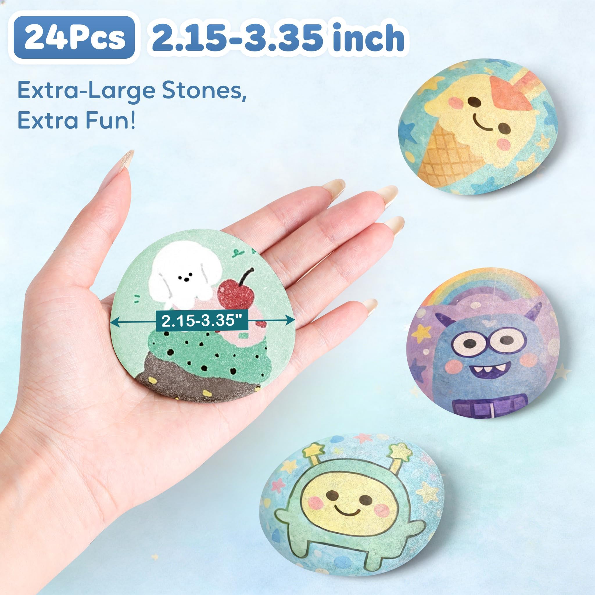 Set de 36 Piedras de Río Naturales Lisas 5,5-8,5 cm para Pintar, Piedras Planas para Kindness Rocks, Actividades Escolares y Manualidades Creativas DIY