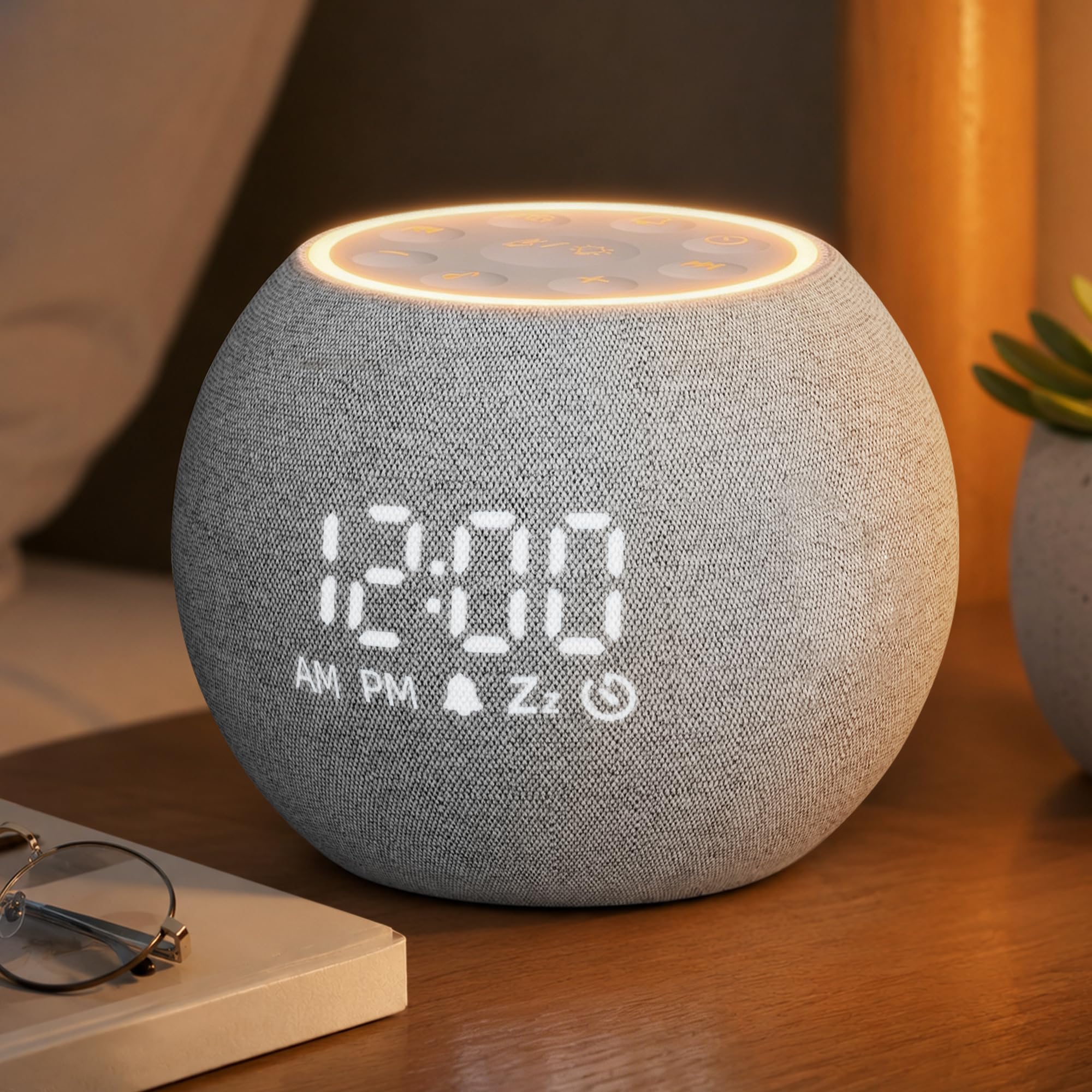 Mee 2ou LED Smart Digital Alarm Clock, White Noise Machine with Natural & Light Sounds, Night Light, Sleep Timer, Adj Vol & Brightness, 12/24H, Non-Ticking - for Heavy Sleepers, Kids, Adults, Bedroom