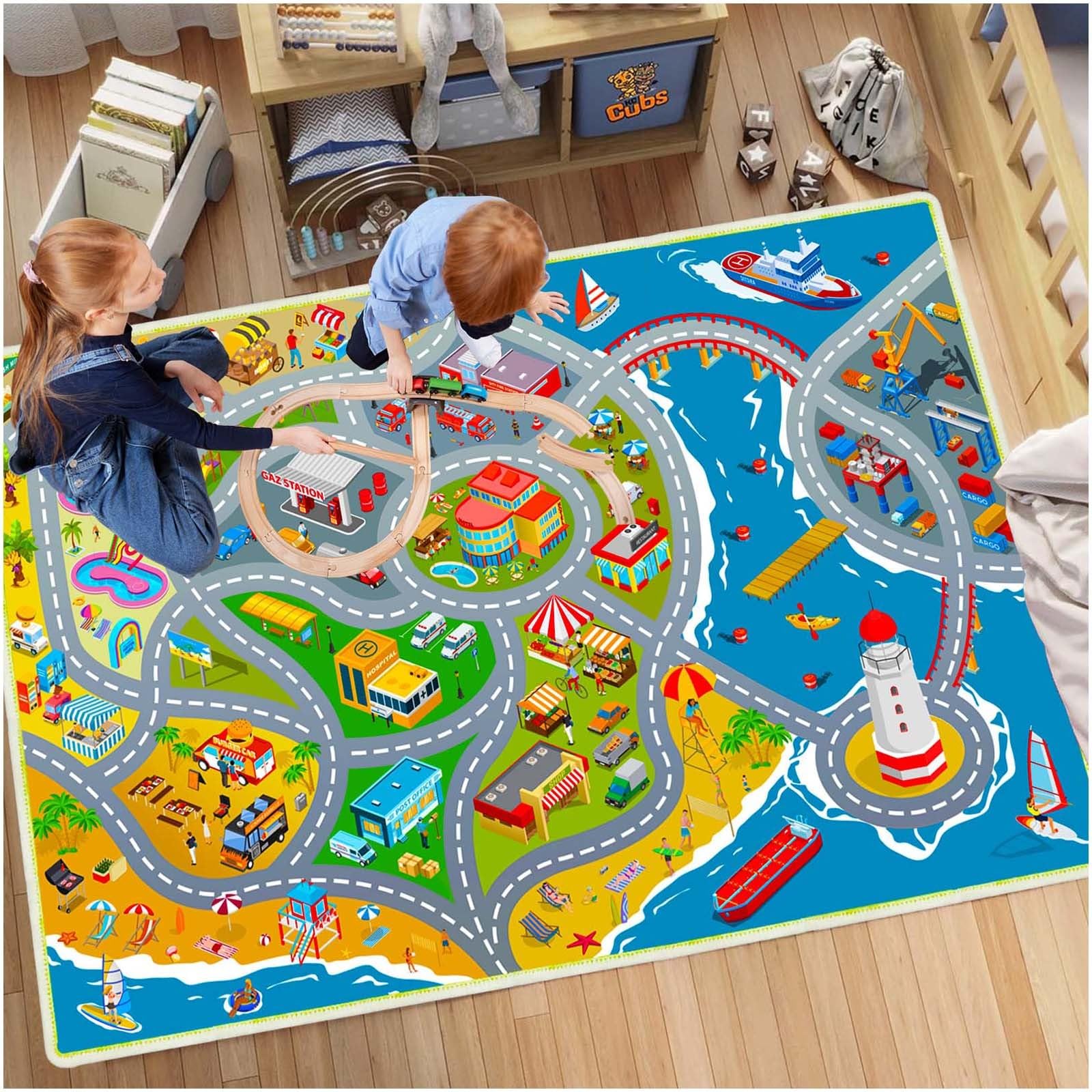 BYINGWD Alfombra antideslizante para habitación infantil, alfombra de juegos para guarderías, aulas, niños y niñas, lavable (mar, 200 x 300 cm)