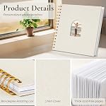 Vienrose 10x10 Inch Scrapbook Album, 20 Sheets 40 Blank Thick Pages Personalized DIY Photo Album, Linen Arch Window Memory Book for Wedding, Baby Shower, Anniversary, Travel, Keepsake Gift, Beige