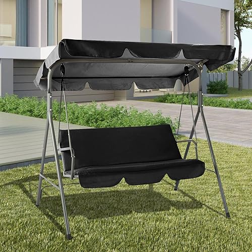 Miniatura 6 de Funda de cojín de repuesto impermeable para columpio de patio, 3 plazas, a prueba de polvo, para 3 asientos, cojines para sillas de columpio de