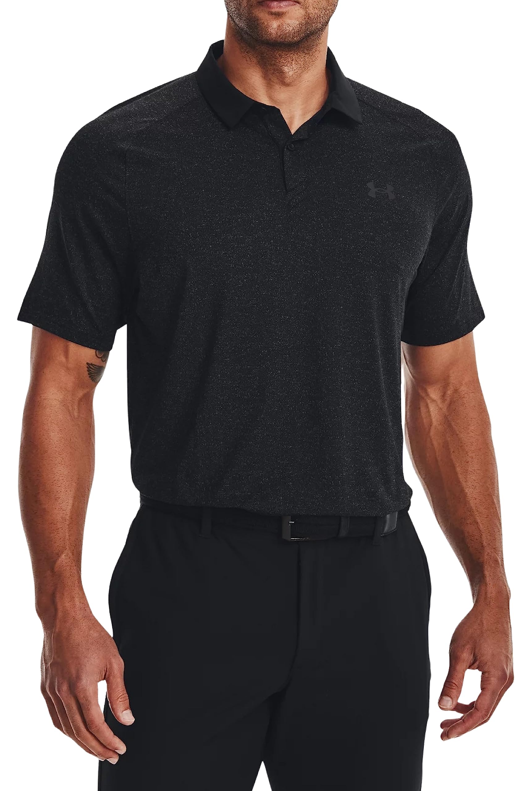 Under Armour Mens UA Iso Chill Heather Polo 1377294 as1 Alpha m Regular Regular Black-001
