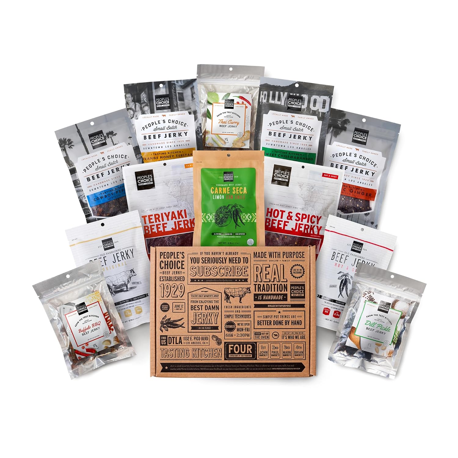 People's Choice Beef Jerky Variety Pack - High Protein Snack Sampler, Gift for Men - 12 Piece Set