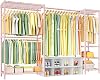 Ulif E10 Clothes Rack with Elastic Hanger Rod Freestanding Garment Rack Adjustable Closet Organizer System Portable Garment Rack 73-97 W x 15 D x 72 H Max Load 800 lbs Pink
