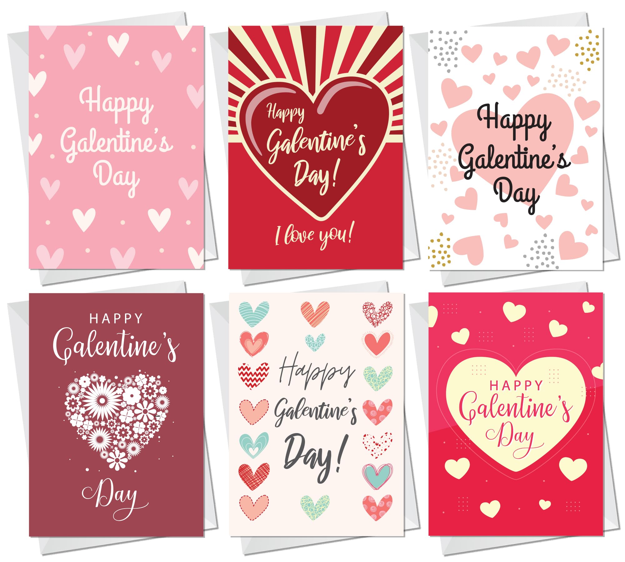 RED OCEAN Card For Galentines Day Pack Of 6 Galentine's Day Card For Best Friend Cute Valentines Card For Her Card For Best Friends Pack Of Galentine's Greetings Cards
