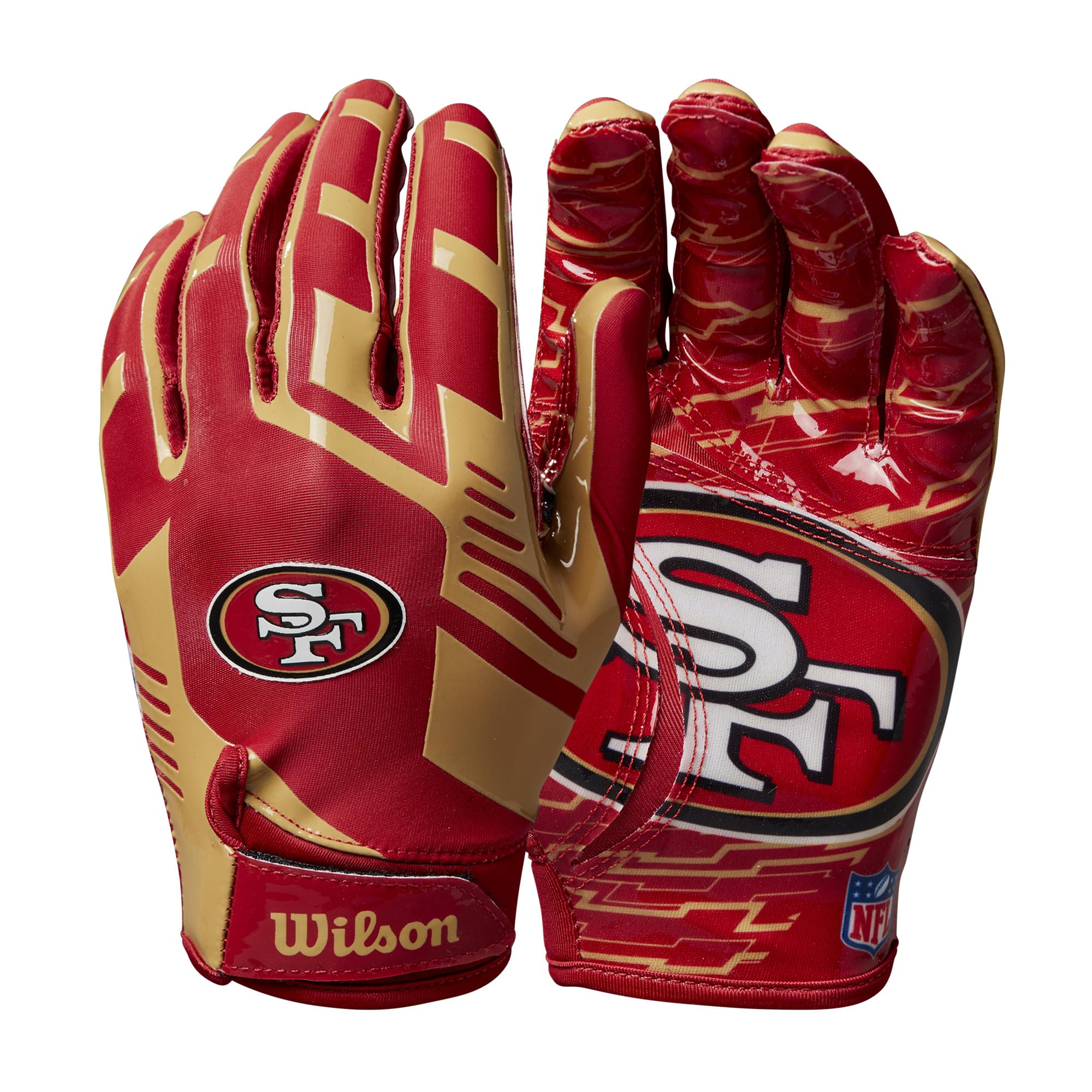 Wilson Guanti NFL Team Super Grip, taglia unica, per ragazzi, in silicone/lycra elasticizzata