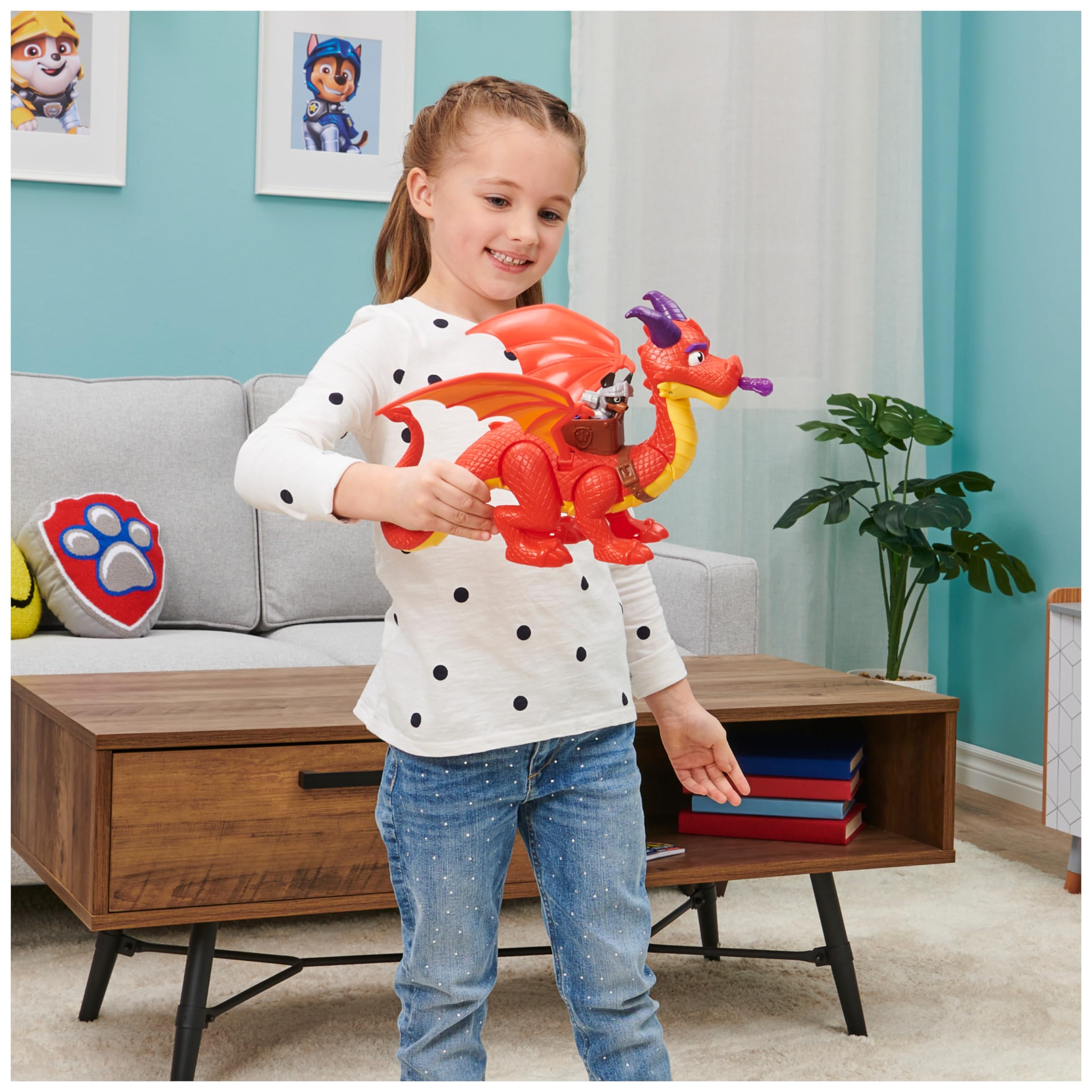 PAW PATROL, Rescue Knights Sparks der Drache Actionfigur mit Spielfigur Claw, Spielzeug geeignet für Kinder ab 3 Jahren