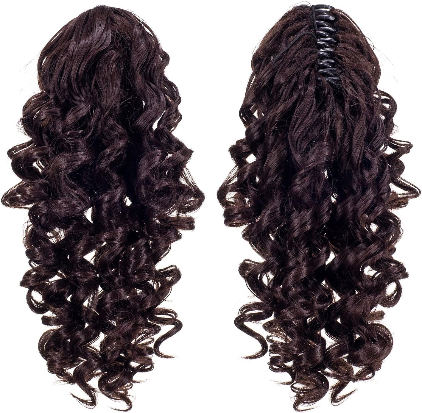 Brown Screw Curls Claw Ponytail Extension,18 to 20″ Synthetic Fake Hair Ponytail Wig Daily Screw Curls Pony Tail for Women & Girls, 120 Gram, Matte Finish, (Brown Screw Curls Ponytail)