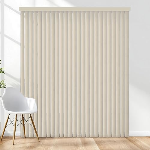 Persianas verticales rígidas para patio, alabastro, 84 pulgadas de largo x 78 pulgadas de ancho acanaladas y paletas de 3-1/2 pulgadas, fácil