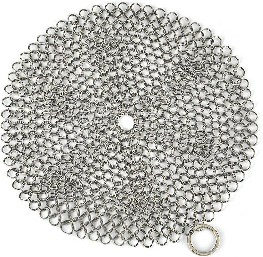 NauticalMart Engdash Cast Iron Cleaner 316 Steel Chainmail Scrubber for Cookware, 8" Diameter Large