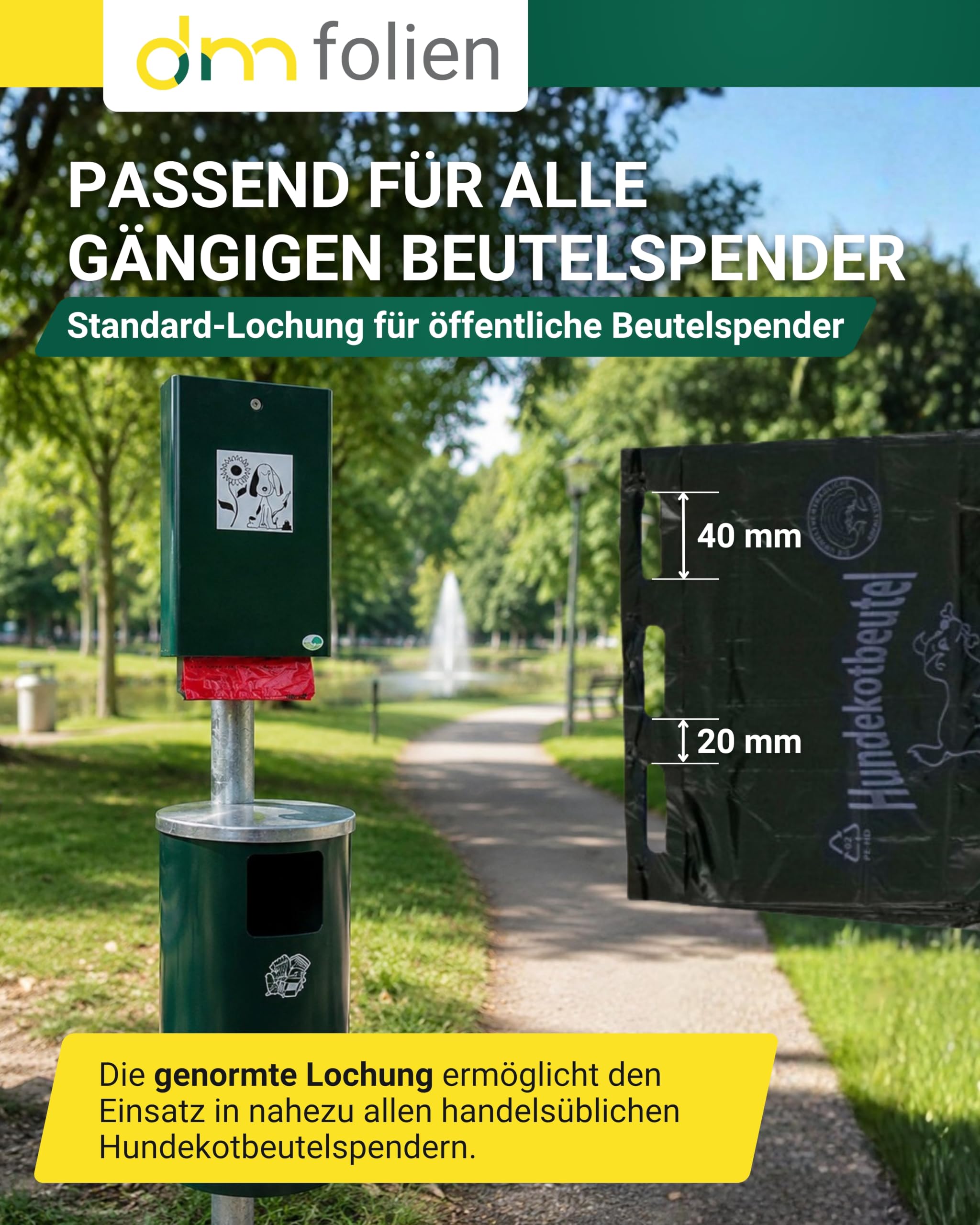 HDPE Hundekotbeutel, schwarz, 3.000, Stück, Bello, 200 x 320 mm, 30 mm Blockrand