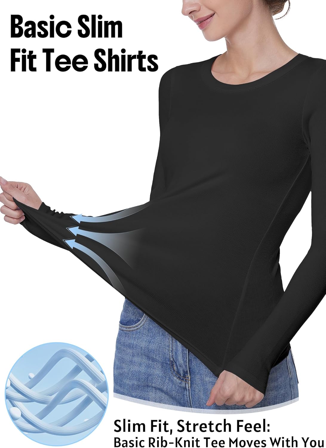 Long Sleeve Shirts for Women Tight Basic Ribbed Shirts 2026 Fall Outfits Casual T-Shirt Layer Clothes - Image 3