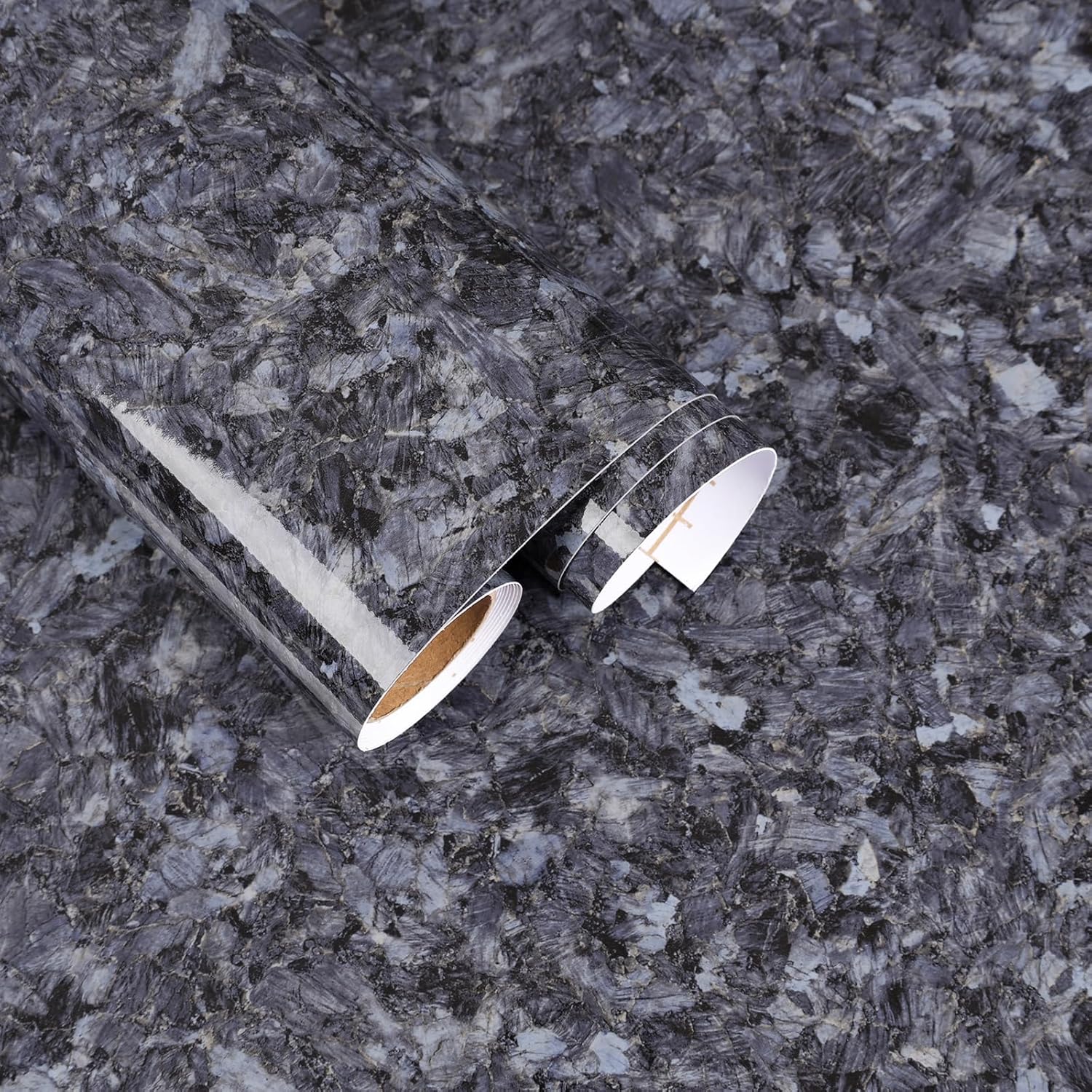 Glossy Blue Granite Countertop Contact Paper Waterproof Peel and Stick Countertops for Kitchen Bathroom 15.7"x118" Thick Blue Marble Wallpaper Removable Vinyl Wrap for Cabinets Tables Desks