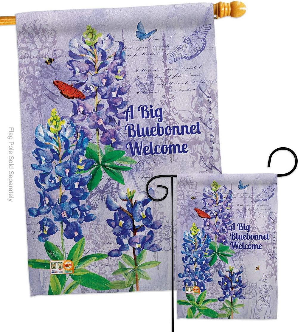 Breeze Decor S104096-BO Bluebonnet Welcome Spring Floral Impressions Decorative Vertical House 28" X 40" Garden 13" X 18.5" Double Sided Flags Set Printed in USA Multi-Color