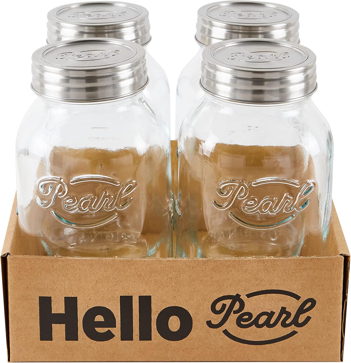 Canning Jars Luna Preserving 500ml Hello Pearl Set of 4 Stainless