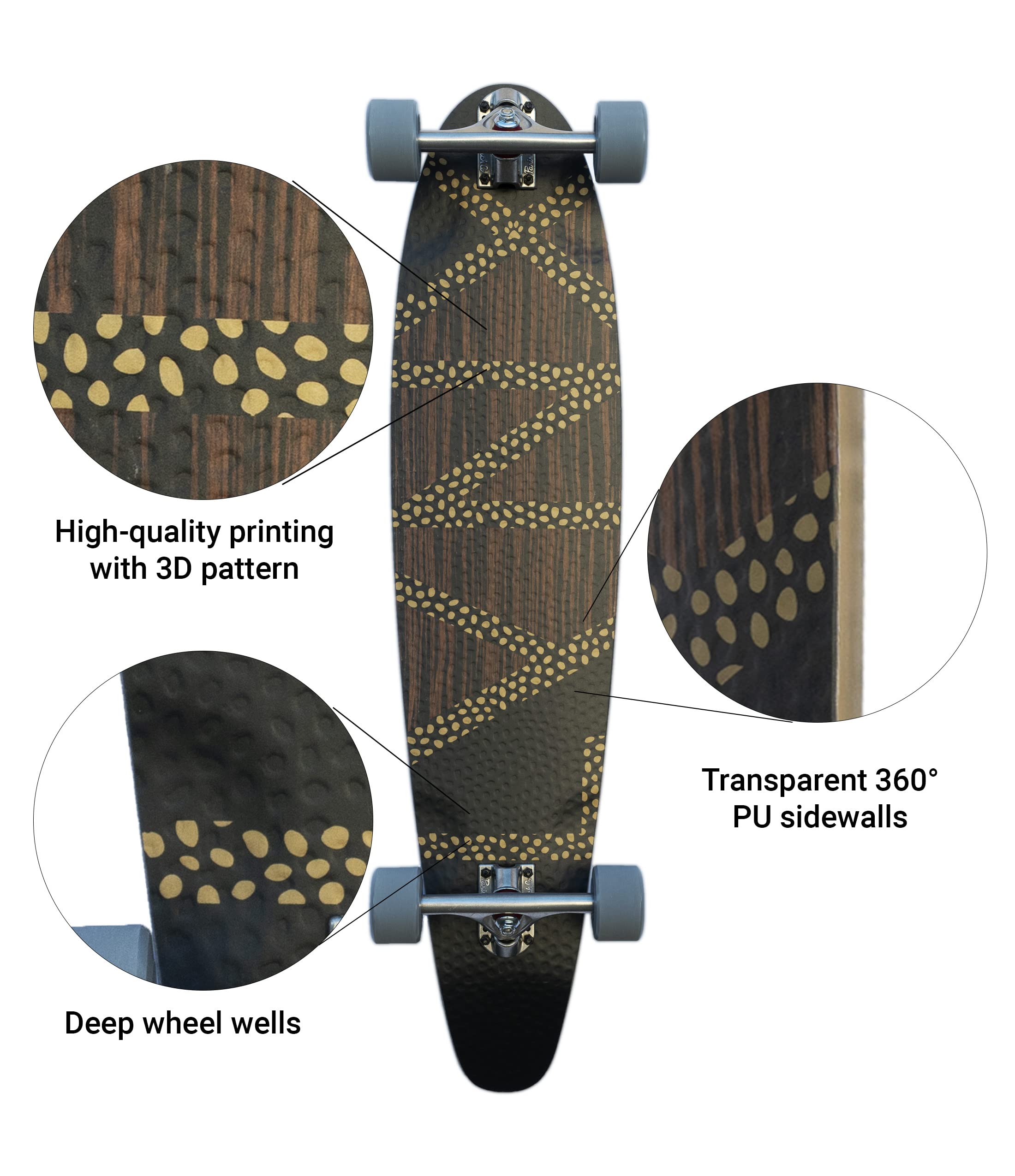 SWITCH Lynx Pintail Longboard Switch 97 cm: ideal para cruising, ABEC-9, fibra de vidrio, Flex Paris V2 150 mm, para jóvenes y adultos, cruiser, fabricado en Europa, ligero