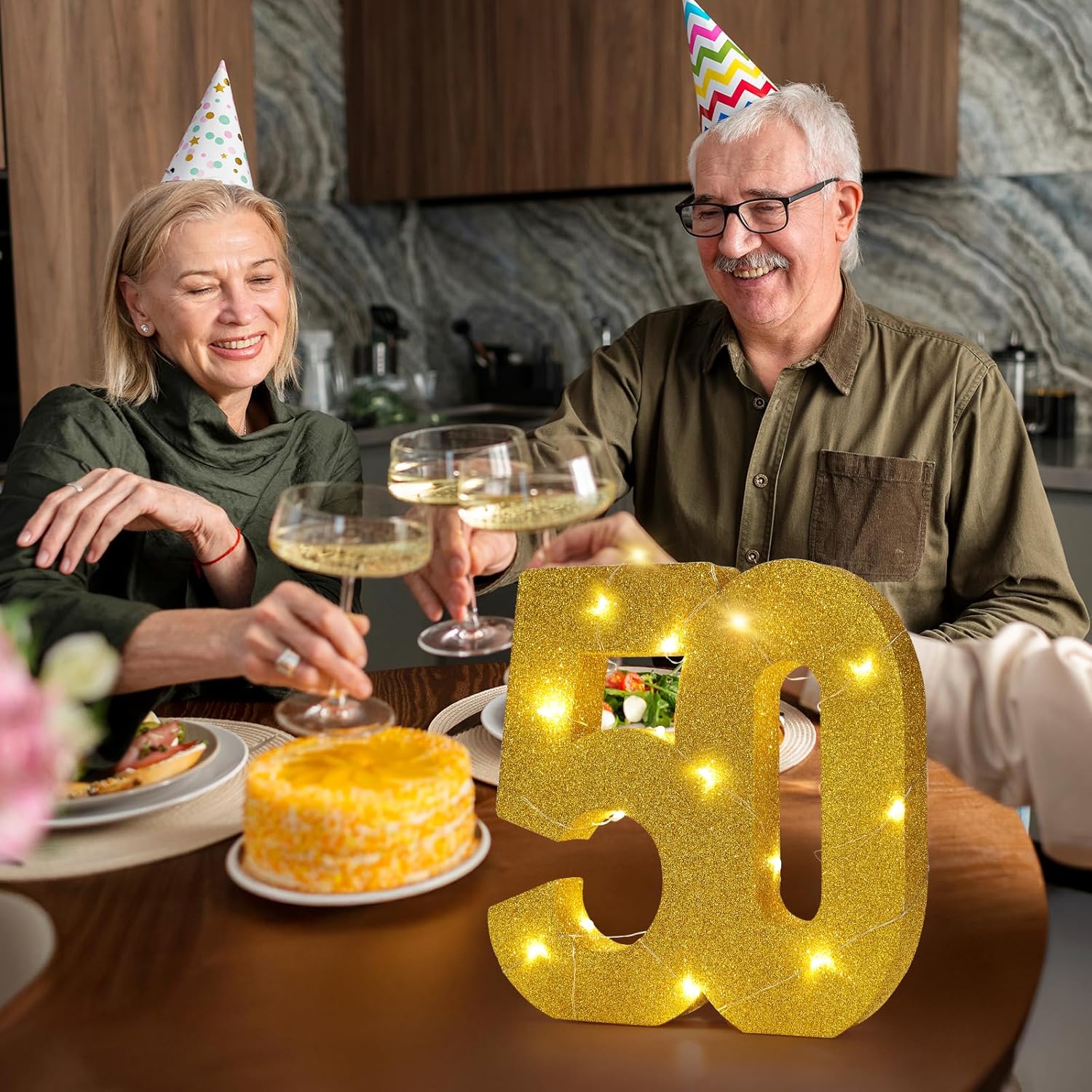 50th Birthday Decorations Women and Men,Gold Glitter Numbers for 50th Wedding Anniversary Decorations,Light Up Numbers 50 Sign for Party Decor,50 Years Birthday Centerpieces Table Decoration - Image 5