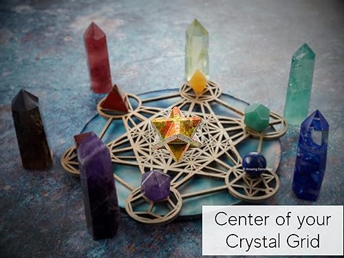 Miniatura 423 de Amazing Gemstone Larvikite Merkaba Crystal – Estrella de Merkaba metafísica de 1 pulgada para meditación – Cristal tetraedro energético y piedras