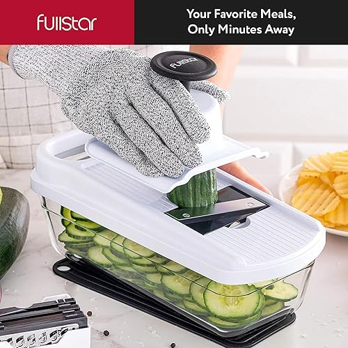 Miniatura 9 de Fullstar Picadora de verduras y mandolina para cocina, picadora de alimentos con recipiente, rallador de queso, artículos esenciales para el hogar