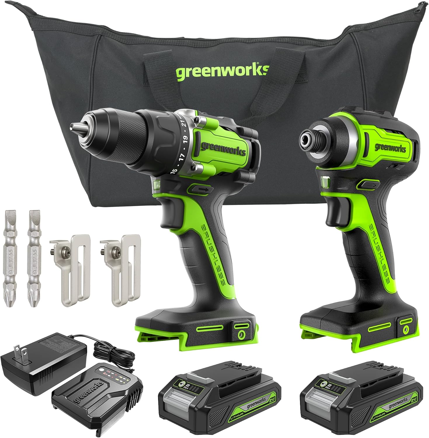 Greenworks 24V Drill/Impact Driver Combo