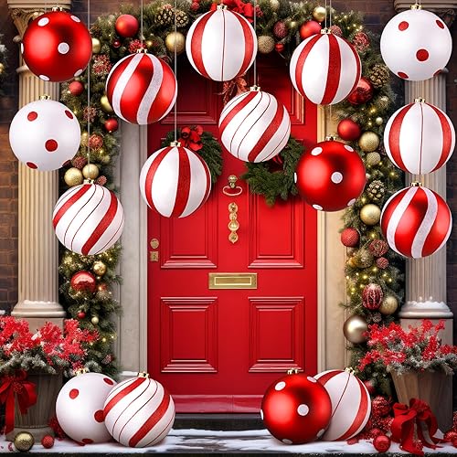 Meooeck Paquete de 6 adornos de fiesta en blanco y negro con purpurina de 6 pulgadas, adornos blancos y negros para graduación 2024, decoración de