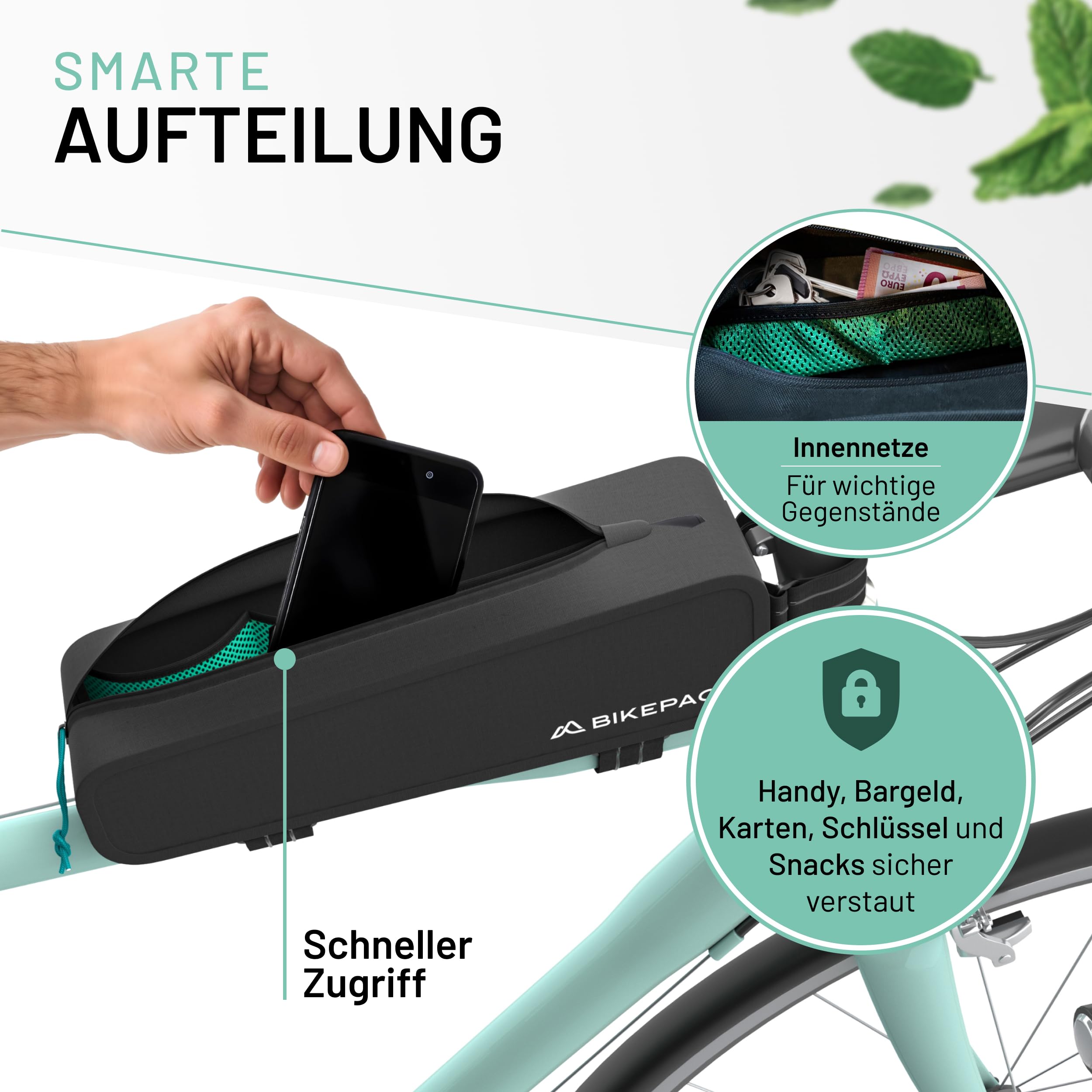 BIKEPACK Oberrohrtasche Fahrrad - Rahmentasche Bikepacking Rennrad Zubehör