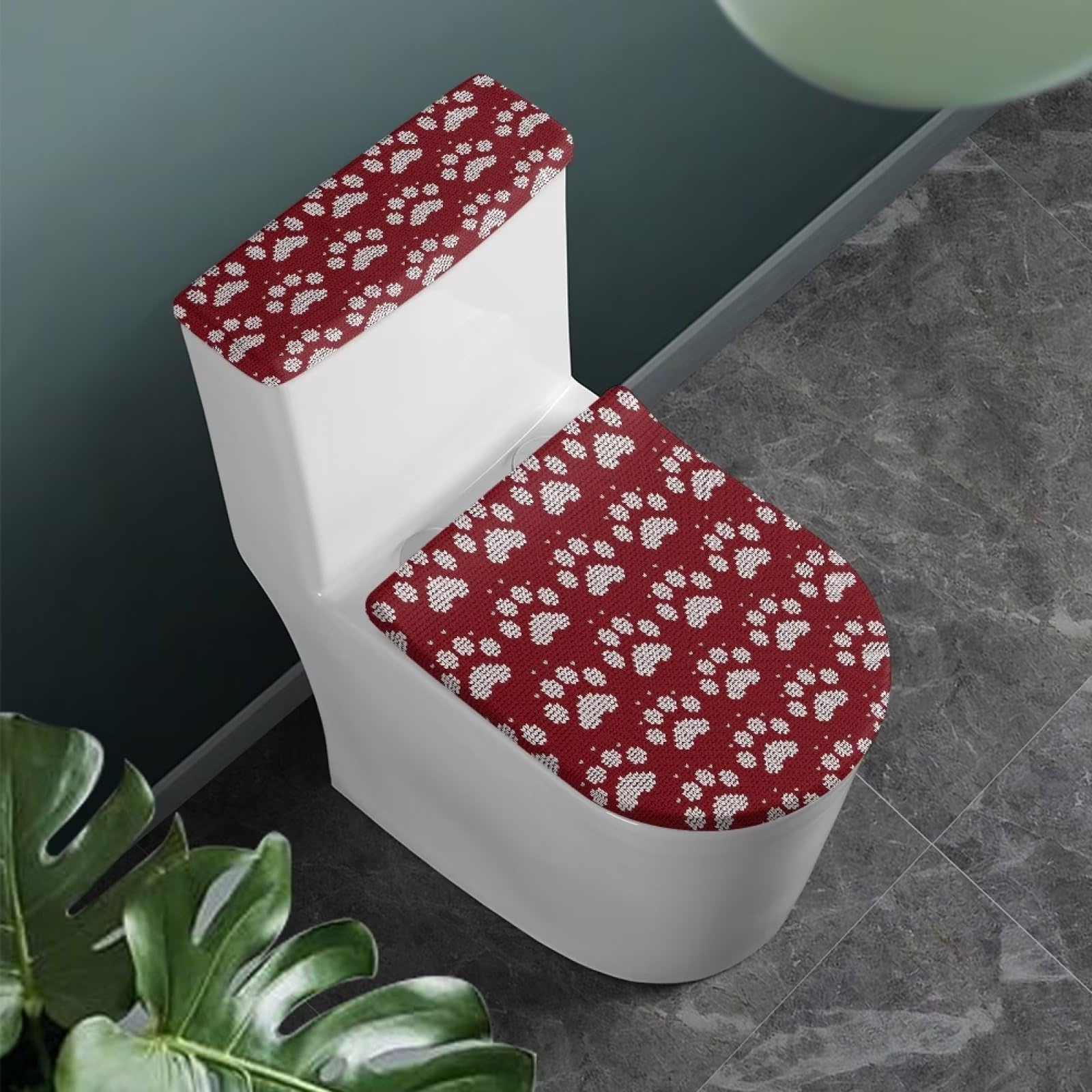 NETILGEN Toilettendeckelbezug 2er-Set - Stoff Bezug Mit Elastischem Rand