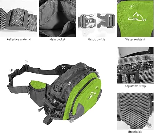 Miniatura 6 de Riñonera de senderismo con soporte para botella de agua para hombres y mujeres al aire libre, caminar, correr, lumbar compatible con teléfonos