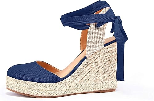 Miniatura 2 de FISACE - Alpargatas de verano para mujer, sandalias de plataforma, con hebilla en el tobillo y puntera cerrada