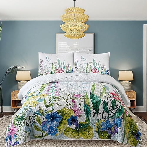 Miniatura 1 de Juego de edredón reversible de 3 piezas de microfibra suave y suave para todas las estaciones, 1 edredón y 2 fundas de almohada (tamaño King, 106 x