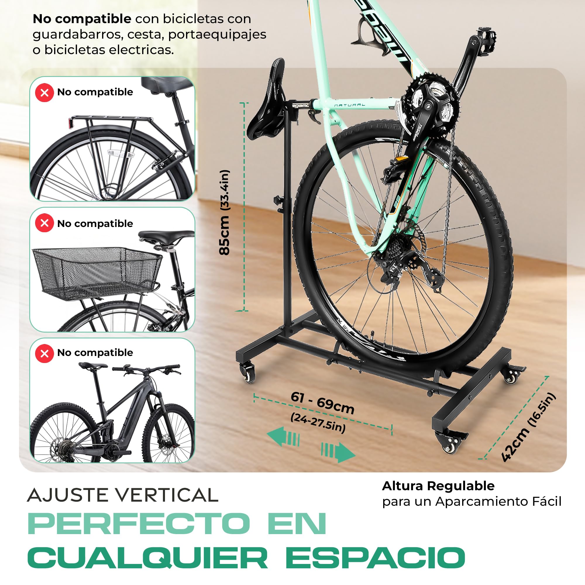 Genérico CHIROS Soporte Bicicletas Suelo Vertical Aparca Bicis de Suelo Casa Garaje