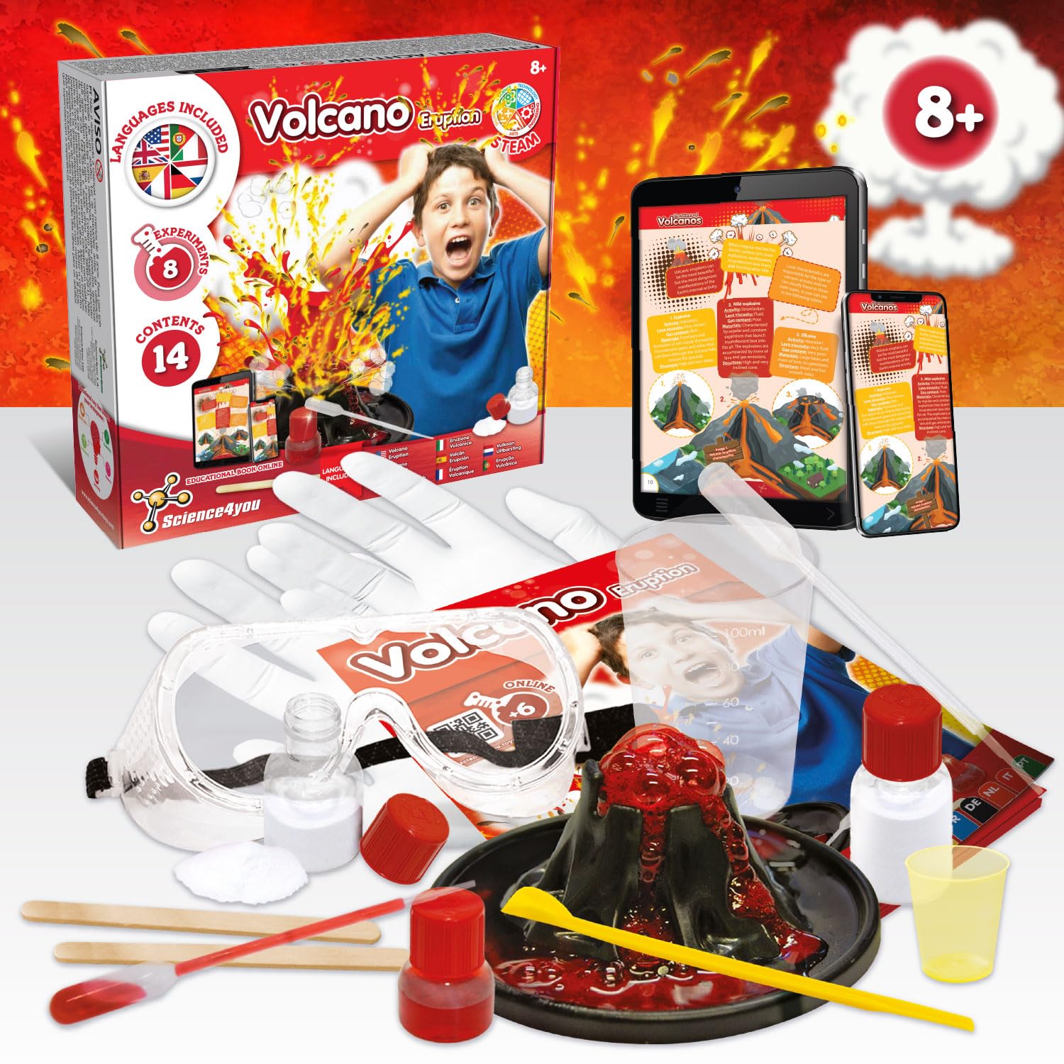 Science4you Vulcano per bambini +8 anni Gioco di vulcani con 6