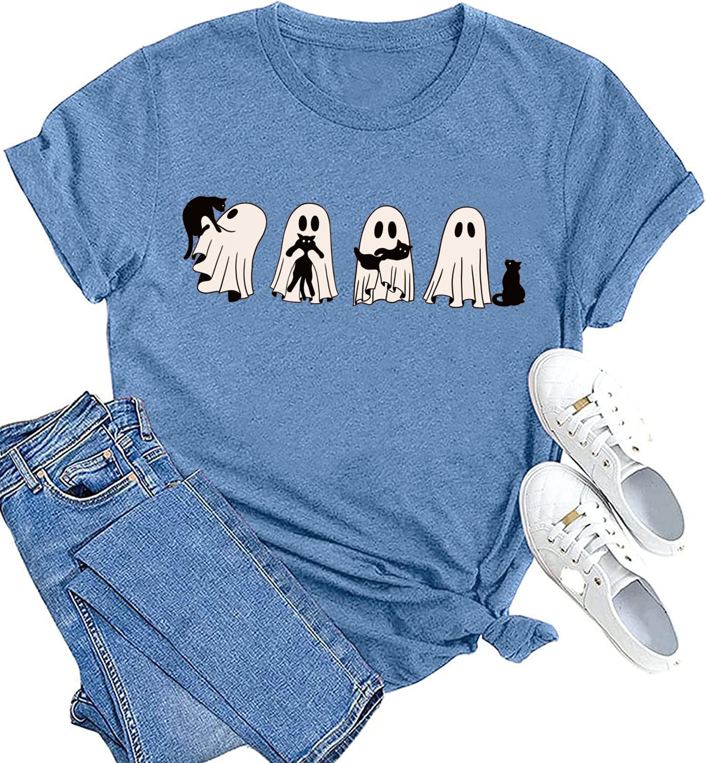 2025 Halloween Halloween T-shirt à Col Rond Manches Courtes Décontracté