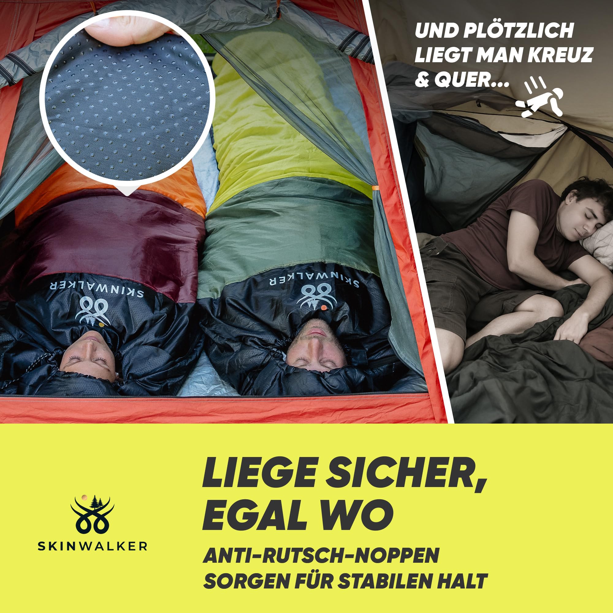 SKINWALKER Saco de dormir para 3 – 4 estaciones con [forro polar interior extraíble] para invierno y verano [tamaño pequeño del paquete] saco de dormir momia impermeable para exterior y camping saco
