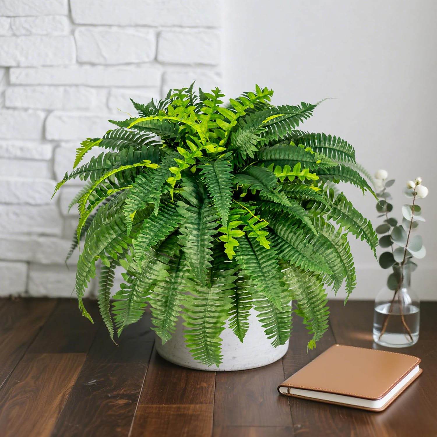 43" Faux Fern Large Fake Ferns Bush,Artificial Ferns with 60 Fronds for Outdoors Indoors,Large Fake Boston Green Plants,UV Resistant Look Real Plastic Faux Plants for Home Office Garden Porch Decor - Image 5