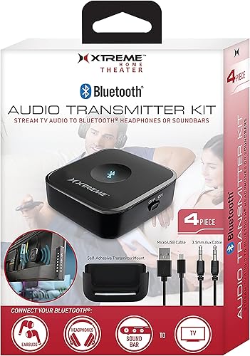 Xtreme - Kit de transmisor de audio de 5 piezas, transmisión de audio a auriculares compatibles con Bluetooth, barras de sonido, viene con